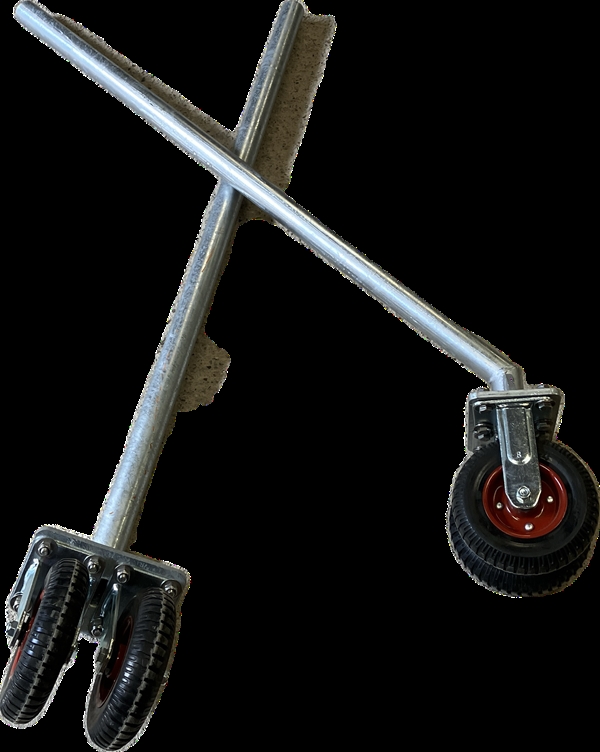 Støttehjul, med 2 massive gummidekk. total høyde: 1500 mm. Rør 1½" 